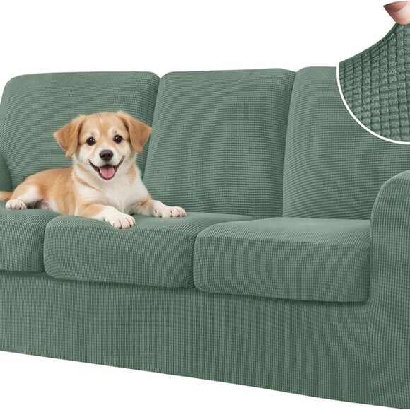 7-Piece Sofa Stretch Washable Slipcover Set - Cyan - Picture 1 of 6